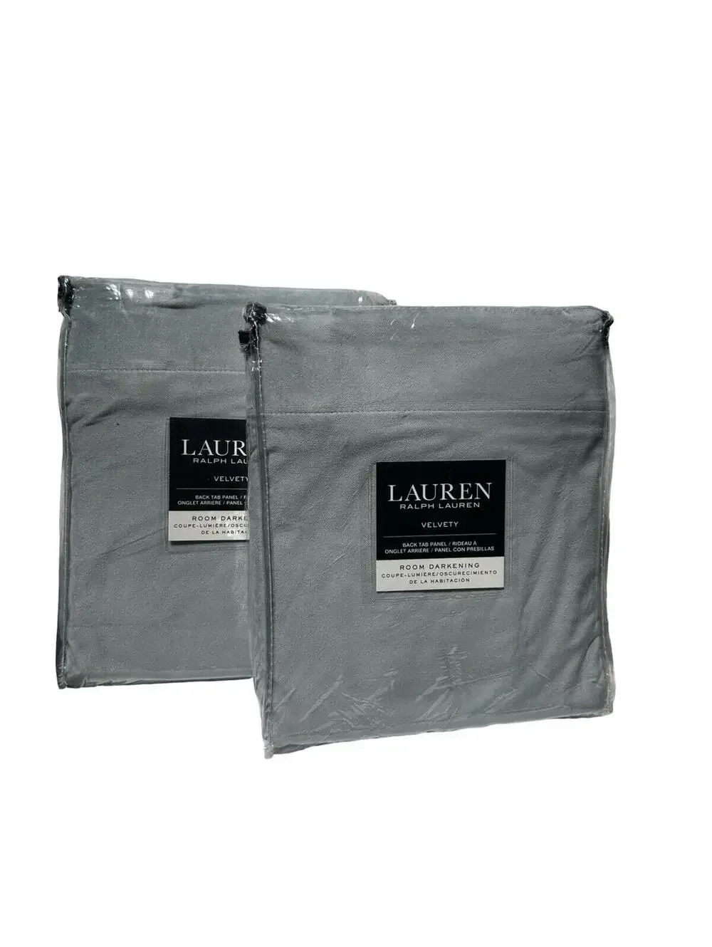 Lauren Ralph Lauren Velvety Gray Room Darkening Curtains 52x63 Set 2